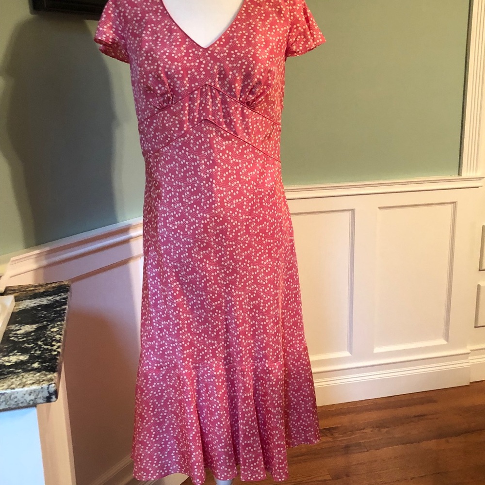 Boden pink flutter sleeve dress silk US8